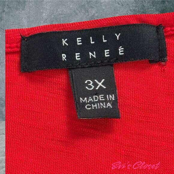 Kelly Renee Bohemian Red Embroidered Tie Cold Shoulder Peasant Tunic Blouse 3X - Picture 15 of 15